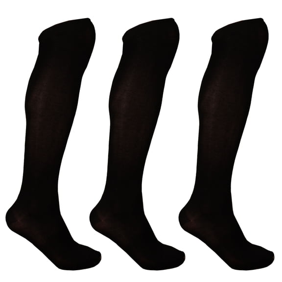 BambooMN Women's Extra Large Rayon From Bamboo Fiber Casual Dress Trouser Knee High Socks - Black - 3prs, Size 10-13