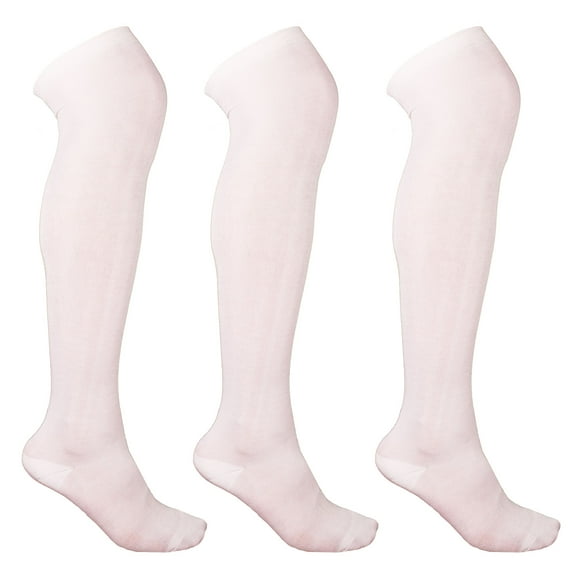 BambooMN Women's Extra Large Rayon From Bamboo Fiber Casual Dress Trouser Knee High Socks - White - 3prs, Size 10-13
