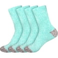 thumbnail image 1 of BambooMN Women's Extra Large Soft Fuzzy Warm Cozy Comfy Fuzzy Plush Cute Solid Slipper Socks - Blue Grey - 4 Pairs, 1 of 5