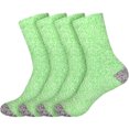 thumbnail image 1 of BambooMN Women's Extra Large Soft Fuzzy Warm Cozy Comfy Fuzzy Plush Cute Solid Slipper Socks - Green Grey - 4 Pairs, 1 of 5