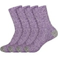 thumbnail image 1 of BambooMN Women's Extra Large Soft Fuzzy Warm Cozy Comfy Fuzzy Plush Cute Solid Slipper Socks - Purple Grey - 4 Pairs, 1 of 5