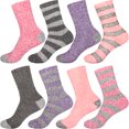 thumbnail image 1 of BambooMN Women's Extra Large Soft Fuzzy Warm Cozy Comfy Fuzzy Plush Cute Striped Solid Slipper Socks - Assortment C - 8 Pairs, 1 of 6