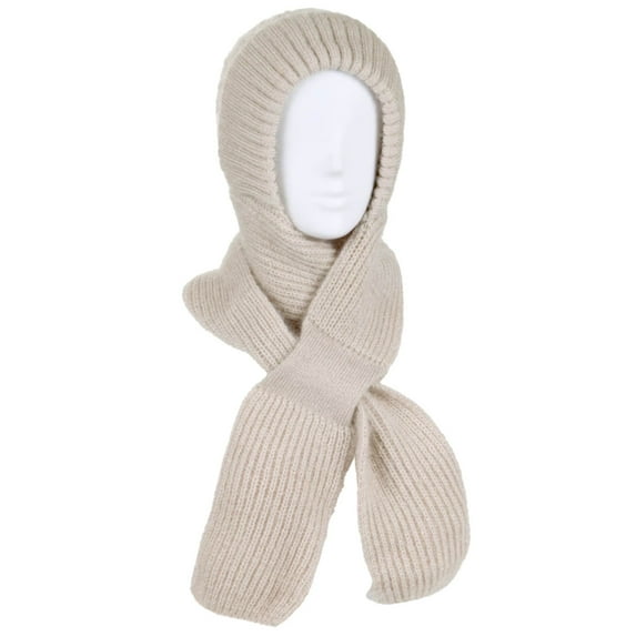 BambooMN Women's Frosted Bloom Hooded Scarf with Fleece-Lined Hood Warm Beanie - Magnolia