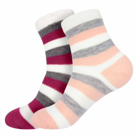 BambooMN Women's Funky Double Layer Cabin Thick Soft Warm Fuzzy Comfy Home Outdoor Socks, Assortment N, 2 Pairs