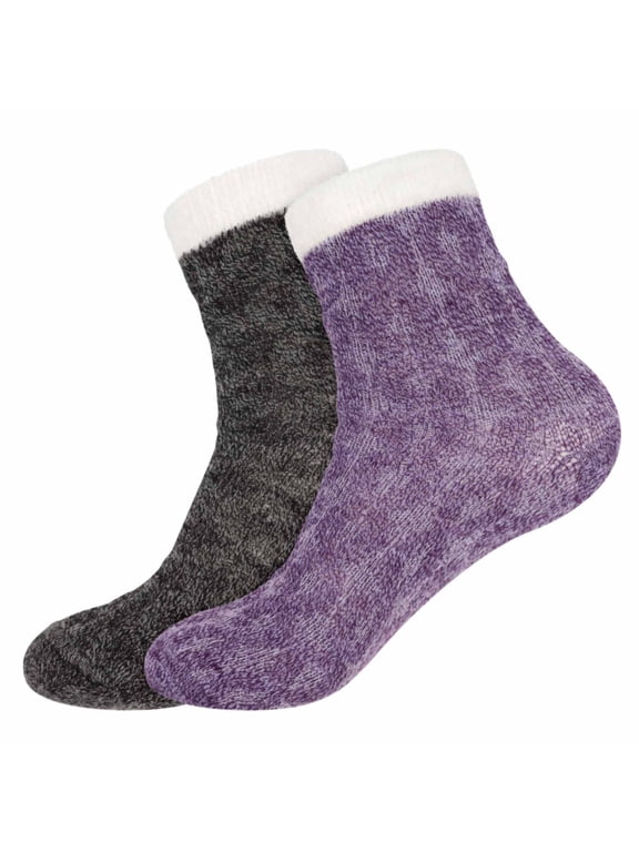 Women's Funky Double Layer Cabin Thick Soft Warm Fuzzy Comfy Home Outdoor Socks, Assortment S, 2 Pairs