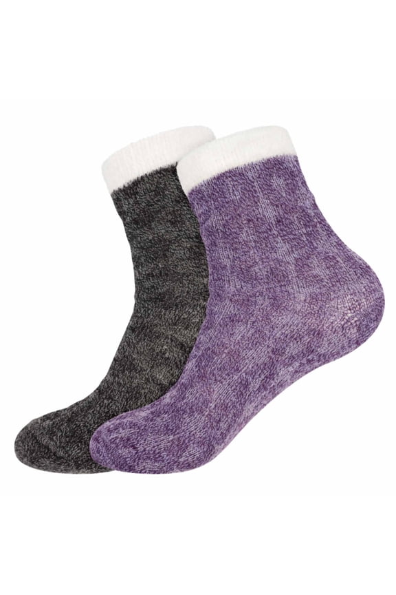 Women's Funky Double Layer Cabin Thick Soft Warm Fuzzy Comfy Home Outdoor Socks, Assortment S, 2 Pairs