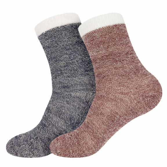 BambooMN Women's Funky Double Layer Cabin Thick Soft Warm Fuzzy Comfy Home Outdoor Socks, Assortment T, 2 Pairs