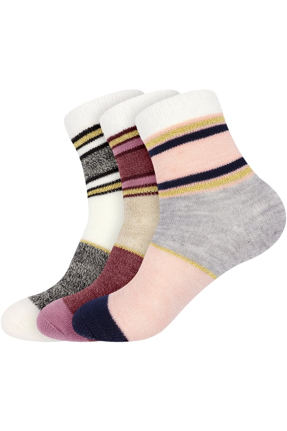 Women's Funky Double Layer Thick Soft Warm Fuzzy Comfy Home Socks, 3 Pairs Asst E, S/M