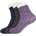 thumbnail image 1 of BambooMN Women's Funky Double Layer Thick Soft Warm Fuzzy Comfy Home Socks, 3 Pairs Asst H, S/M, 1 of 8