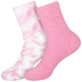 thumbnail image 1 of BambooMN Women's Girl Fuzzy Warm Fluffy Tie-Dye Colorful Fun Crew Socks - Raspberry Sorbet - Extra Large - 2 Pairs, 1 of 6