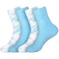 thumbnail image 1 of BambooMN Women's Girl Fuzzy Warm Fluffy Tie-Dye Colorful Fun Crew Socks - Cerulean - Extra Large - 4 Pairs, 1 of 6