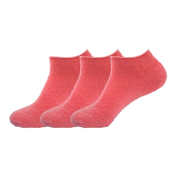 BambooMN Women's Fuzzy Aloe Infused Soft Nylon Spa Socks - Solid Red - Extra Large - 3 Pairs