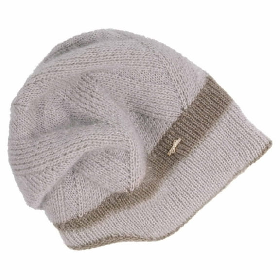BambooMN Women's Luxe Charmed Double Layer Knit Stylish Slouch Beanie - Pewter