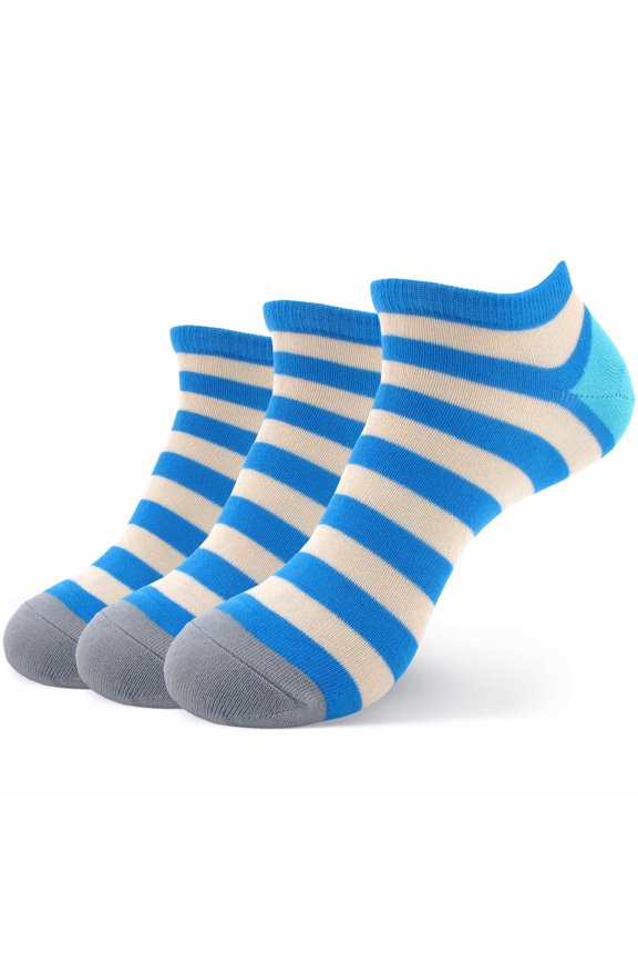 Women's Rayon From Bamboo Striped Ankle Socks - Aqua Blue - 3 Pairs
