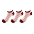 thumbnail image 1 of BambooMN Women's Rayon From Bamboo Fiber Stripes Ankle Socks, 3 Pairs (Strawberry), 1 of 1