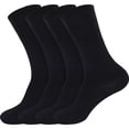 thumbnail image 1 of BambooMN Women's Rayon from Bamboo Mid-Calf Socks - Moisture Wicking and Breathable Classic Crew - Black - Size 4-9 Regular - 4 Pairs, 1 of 5