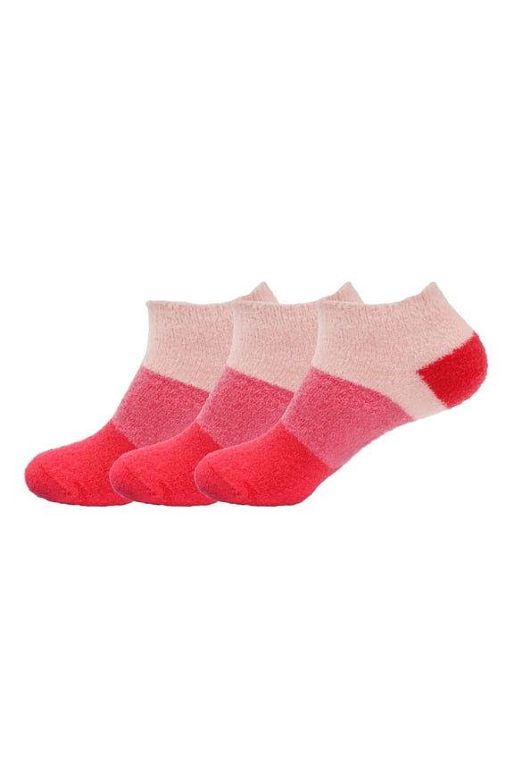 Women's Fuzzy Aloe Infused Soft Nylon Spa Socks - Strawberry - 3 Pairs