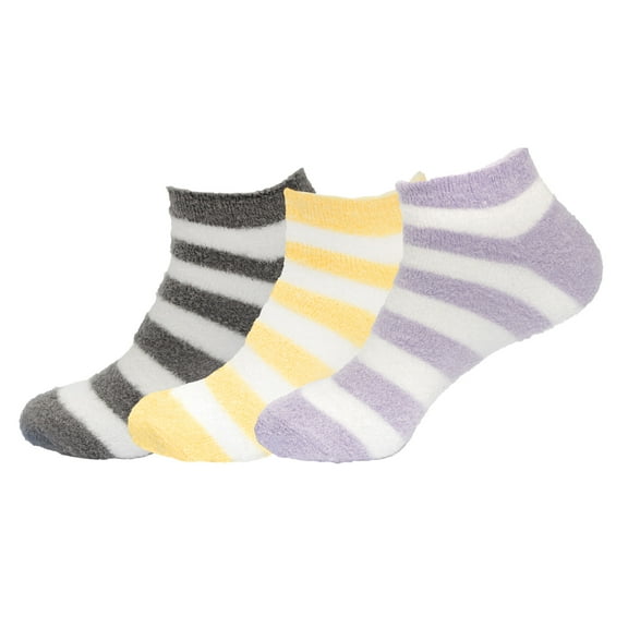 BambooMN Women's Fuzzy Aloe Infused Soft Nylon Spa Socks - Assortment 3N - Regular - 3 Pairs