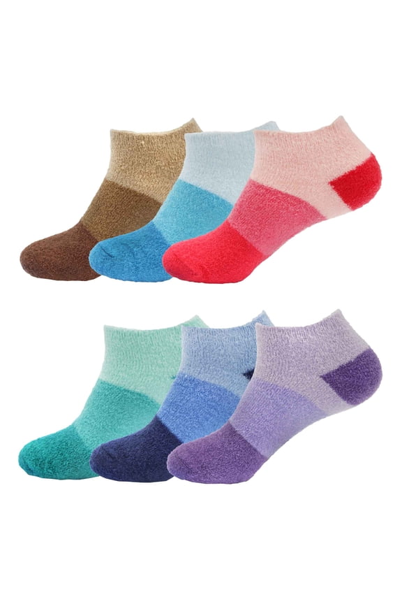 Women's Fuzzy Aloe Infused Soft Nylon Spa Socks - Assortment 6G - Regular - 6 Pairs