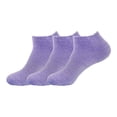 thumbnail image 1 of BambooMN Women's Fuzzy Aloe Infused Soft Nylon Spa Socks - Solid Purple - Regular - 3 Pairs, 1 of 5