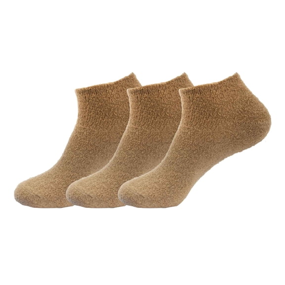 BambooMN Women's Fuzzy Aloe Infused Soft Nylon Spa Socks - Solid Brown - Regular - 3 Pairs