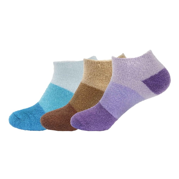 BambooMN Women's Fuzzy Aloe Infused Soft Nylon Spa Socks - Assortment 3F - Extra Large - 3 Pairs