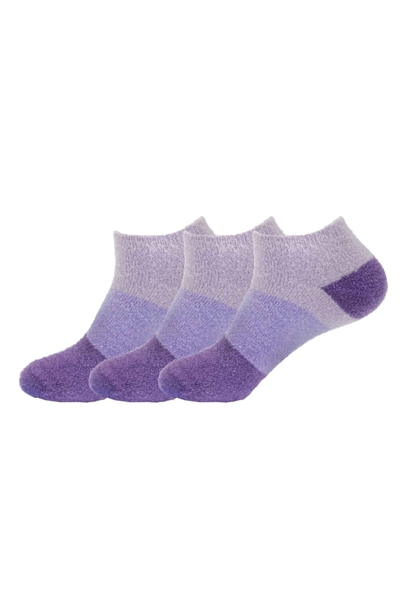 Women's Fuzzy Aloe Infused Soft Nylon Spa Socks - Purple - Extra Large - 3 Pairs