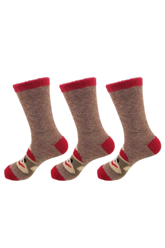 Women's Christmas Double Layer Socks - 01 Monkey - Extra Large - 3 Pairs