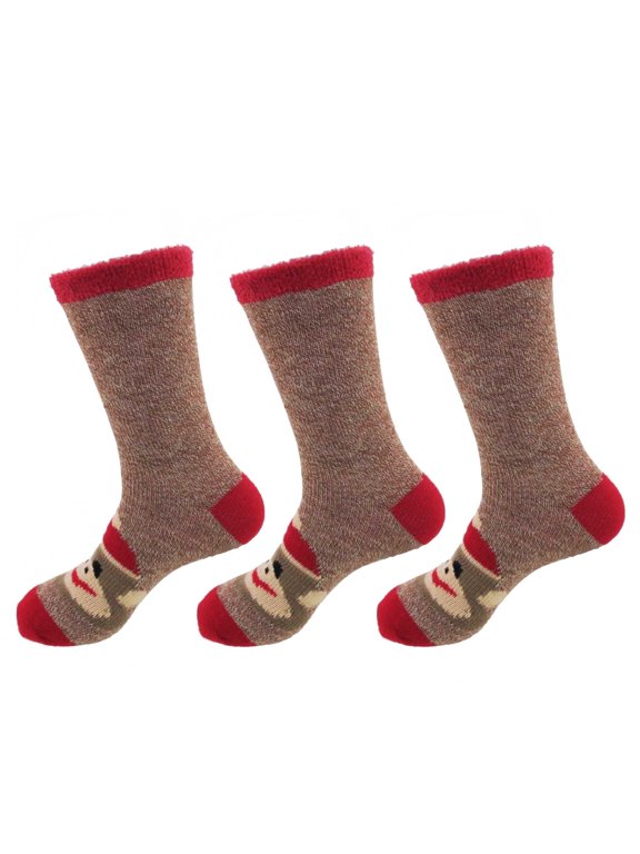 Women's Christmas Double Layer Socks - 01 Monkey - Extra Large - 3 Pairs