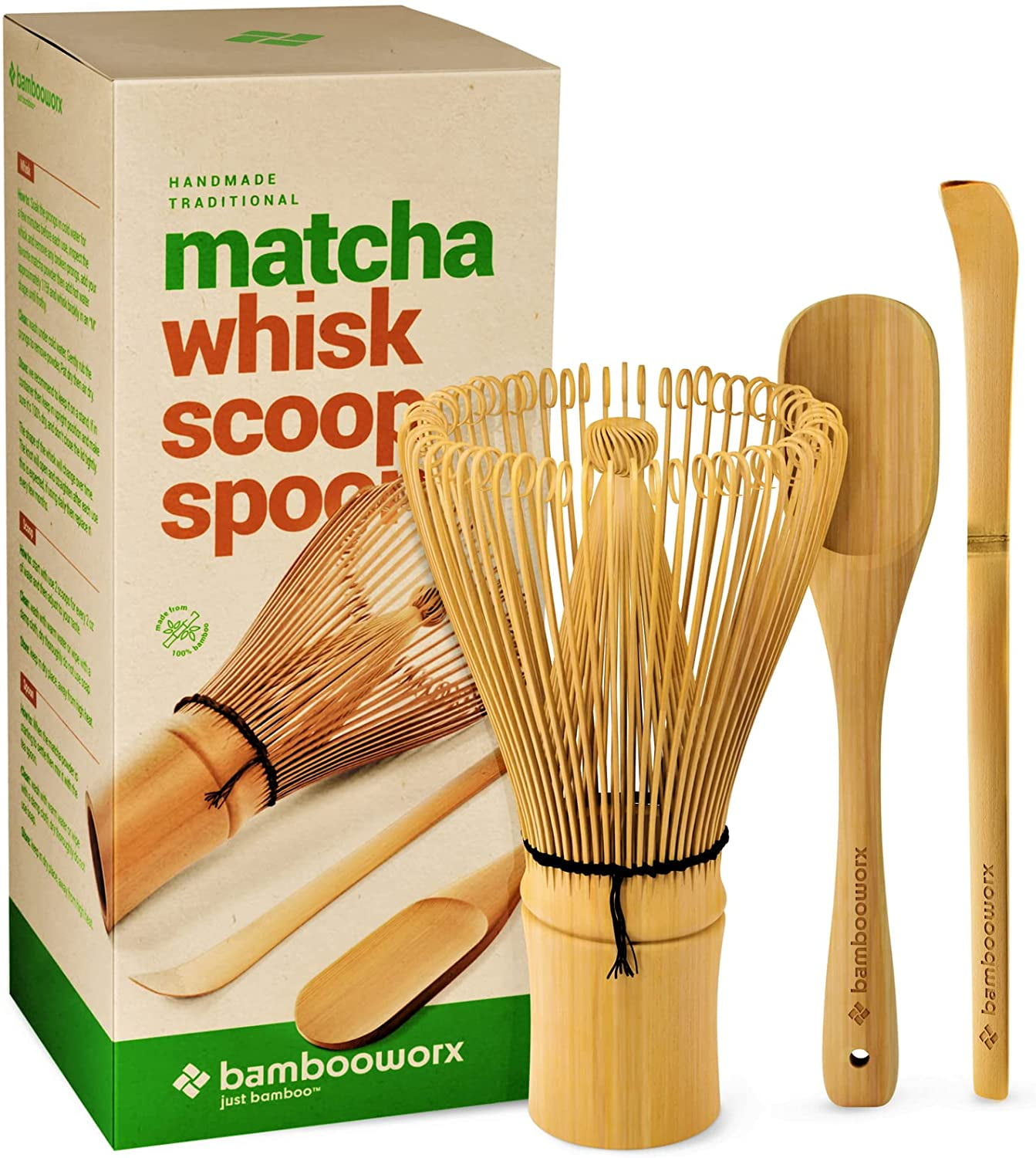 Japanese Matcha Tool Set Bamboo Scoop,Bamboo Spoon,Bamboo Whisk,Ceramic  Whisk Holder Fit for Tea Ceremony Use (Black)