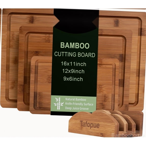 Bamboohomie Carbonized Bamboo Cutting Board Set, Set of 3 (S+M+L) with ...