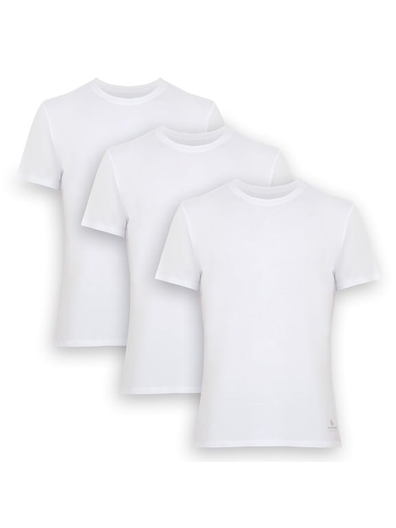 Bamboo Undershirts for Men, Crew Neck Tee, 3-Pack
