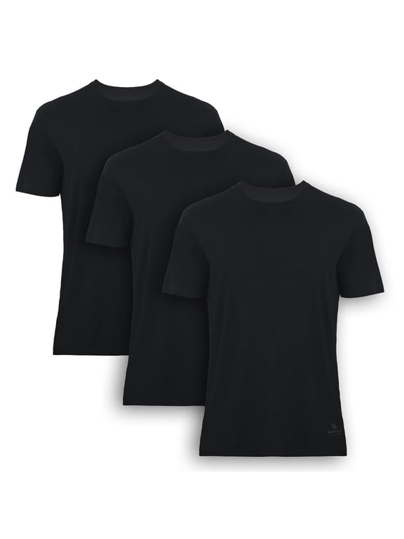 Bamboo Undershirts for Men, Crew Neck Tee, 3-Pack