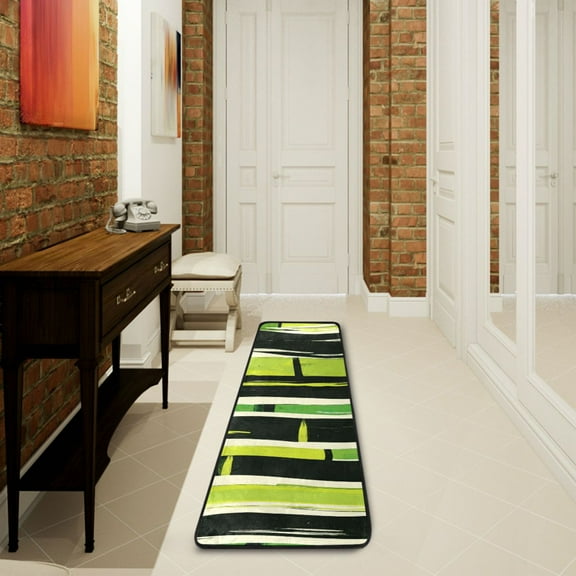 Bamboos Stripe Runner Rug Non Slip 7224 in Ares Rugs for Bedroom Bathroom Living Room