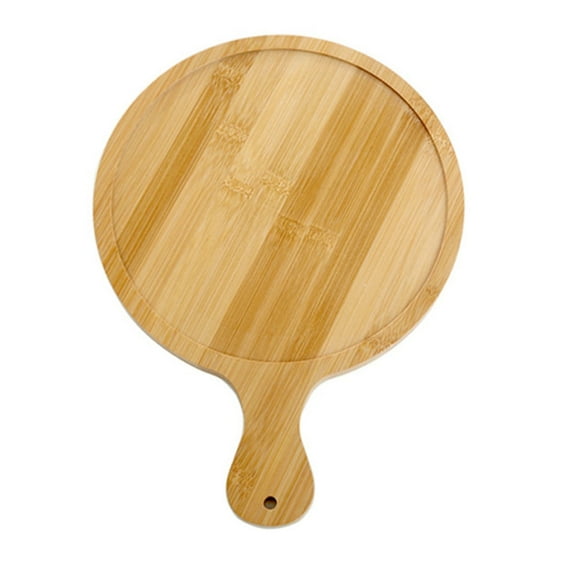 Bamboos Wooden Large Pizza Paddle Pizza Peel Round Wooden Pizza Serving Plate for Moving Pizza, Pie, Cakes, Bread (6in for 5in Pizzas)