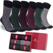 Bambooven Men Dress and Trouser Socks Premium Bamboo, Super Soft, Odor Free and Breathable, Calf Socks, Crew Socks (6 Pack+Gift Box)-625