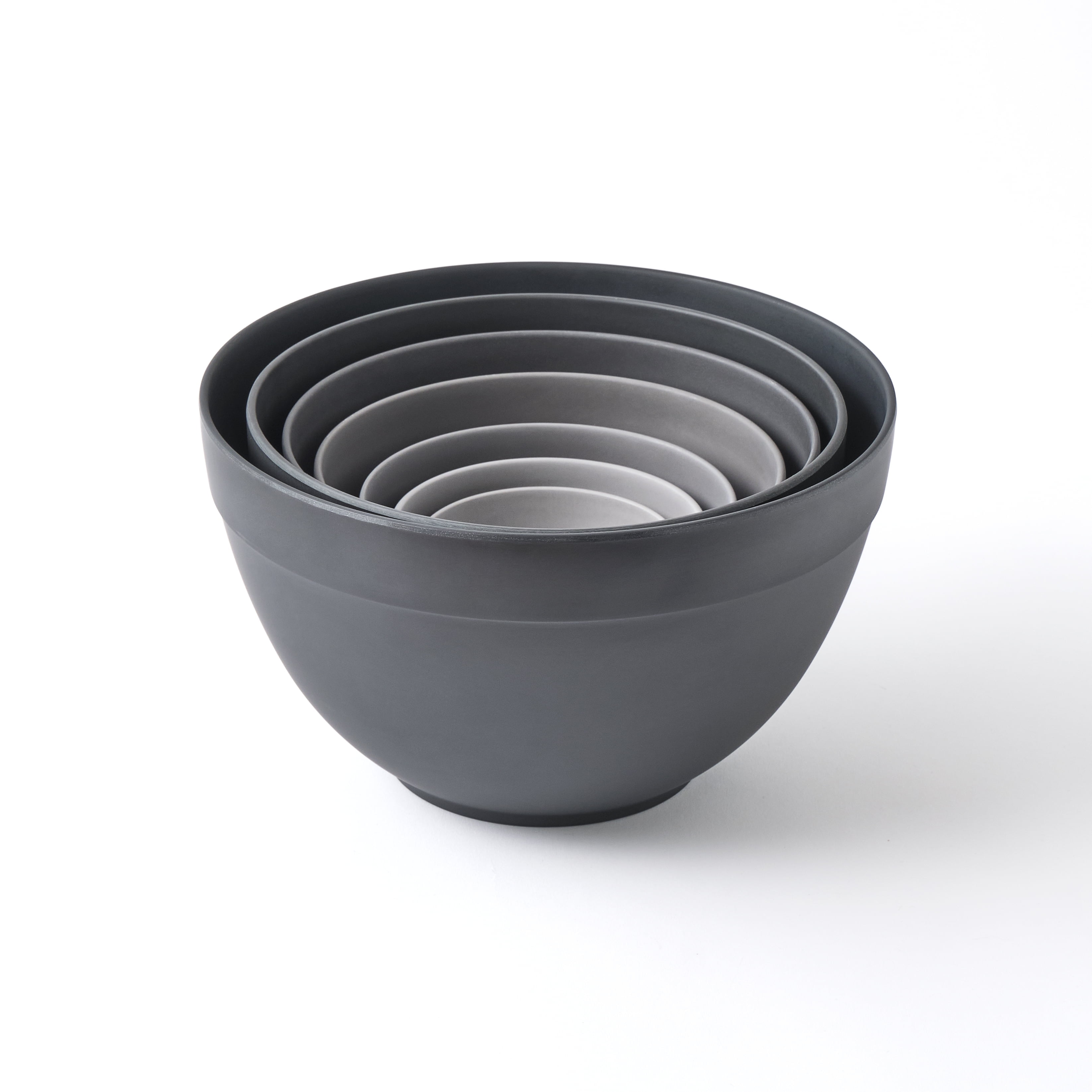 Gray Round Plastic Nesting Bowls Set for Serving