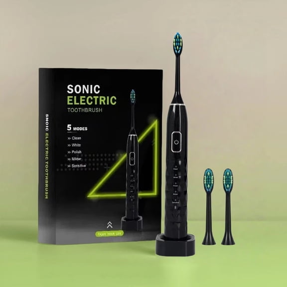 GUFICLE Diamond Pearl Sonic Electric Toothbrush 5 Modes Magnetic Levitation 50+ Days Battery 2 Brush Heads & Smart Timer Inductive Charging, Black