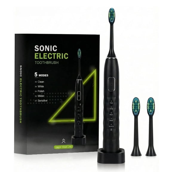 GUFICLE Diamond Pearl Adults Sonic Toothbrush, Induction Charging, 5 Modes, Black