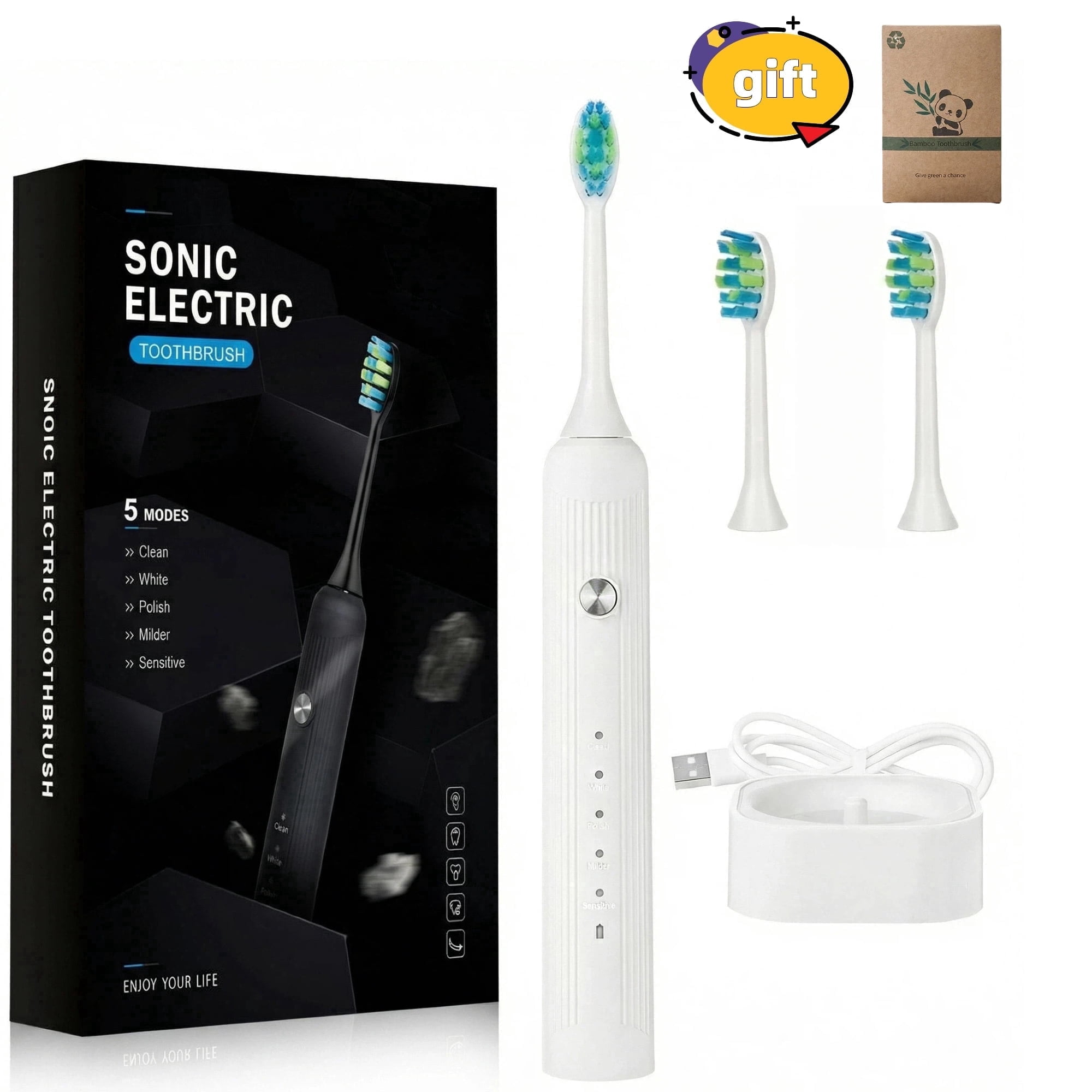 GUFICLE Roman Column Sonic Electric Toothbrush for Adults, 70-Day Battery, White
