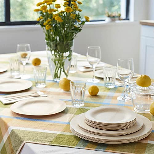 Bambu Disposable Bamboo Round Plates 9 Inch Organic Biodegradable and Eco Friendly Flatware Veneerware Party Wedding and Event Plates Great For Any Occasion 100 Natural 9