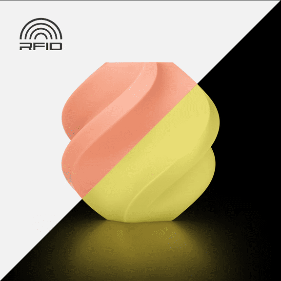 Bambu Lab 3D Printer Filament PLA Glow-Glow Orange-Filament with spool