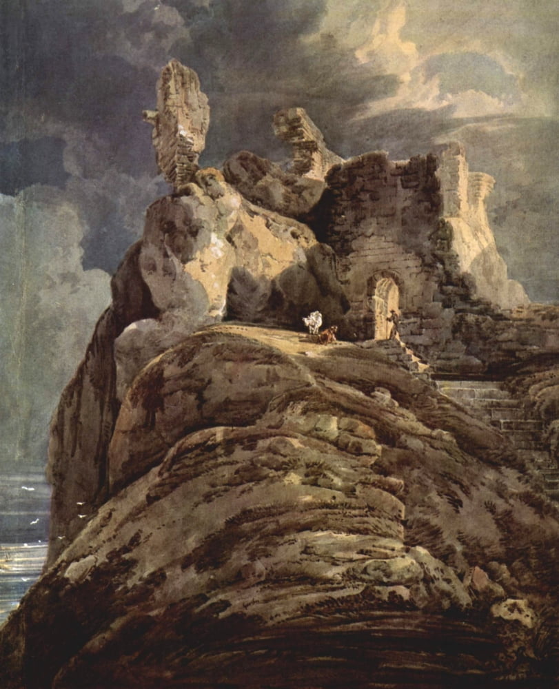 Bamburgh Castle Northumberland 1797-1799 Canvas Art - Thomas Girtin (24 x 36)