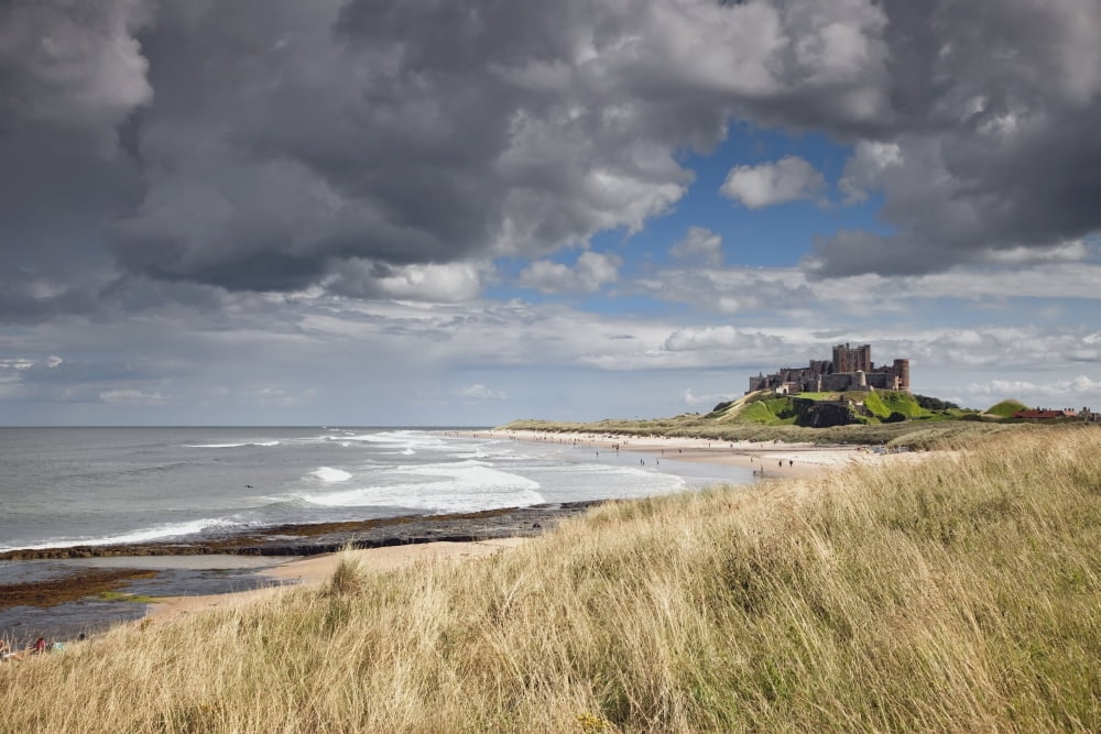 Bamburgh Castle Northumberland England Canvas Art - John Short  Design Pics (19 x 12)