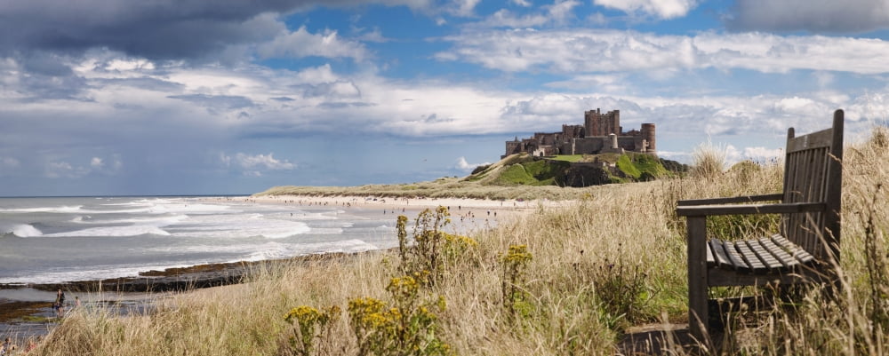 Bamburgh Castle Northumberland England Canvas Art - John Short Design Pics (44 x 18)