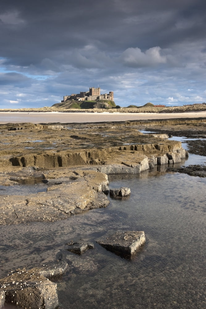 Bamburgh Northumberland England Bamburgh Castle In The Distance Canvas Art - John Short Design Pics (24 x 38)