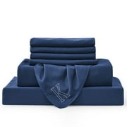Bambusa Sheets| Silky Soft, Durable, Kind-To-Skin| 7-Pcs 100% Bamboo Bedding | |(Navy Blue) K=King