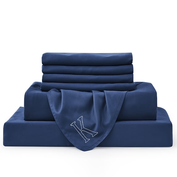 Bambusa Sheets| Silky Soft, Durable, Kind-To-Skin| 7-Pcs 100% Bamboo Bedding | |(Navy Blue) K=King