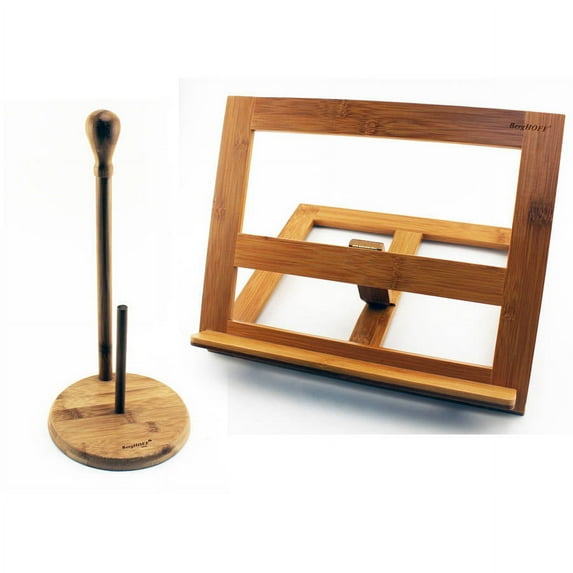 Bamdoo 2pc Utility Set: Cookbook Holder & Paper Towel Holder