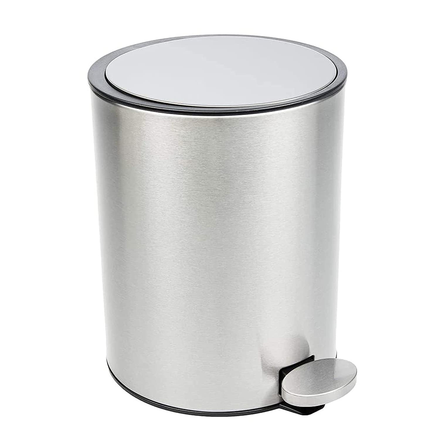 Compact Silver Stainless Steel Pedal Waste Bin with Lid